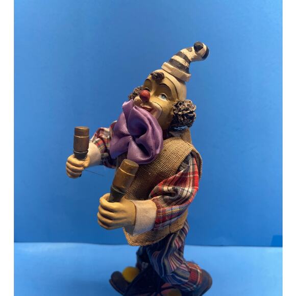 Vintage Circus Clown Figurine with Maracas Unicycle Hand-Painted 12" Multicolor - Picture 4 of 12
